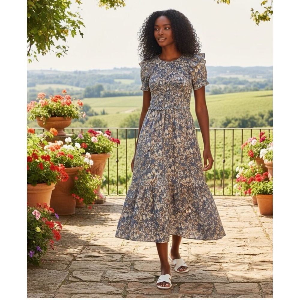 EN SAISON Loire Tiered Smocked Midi-Dress Size XS
~ NWOT